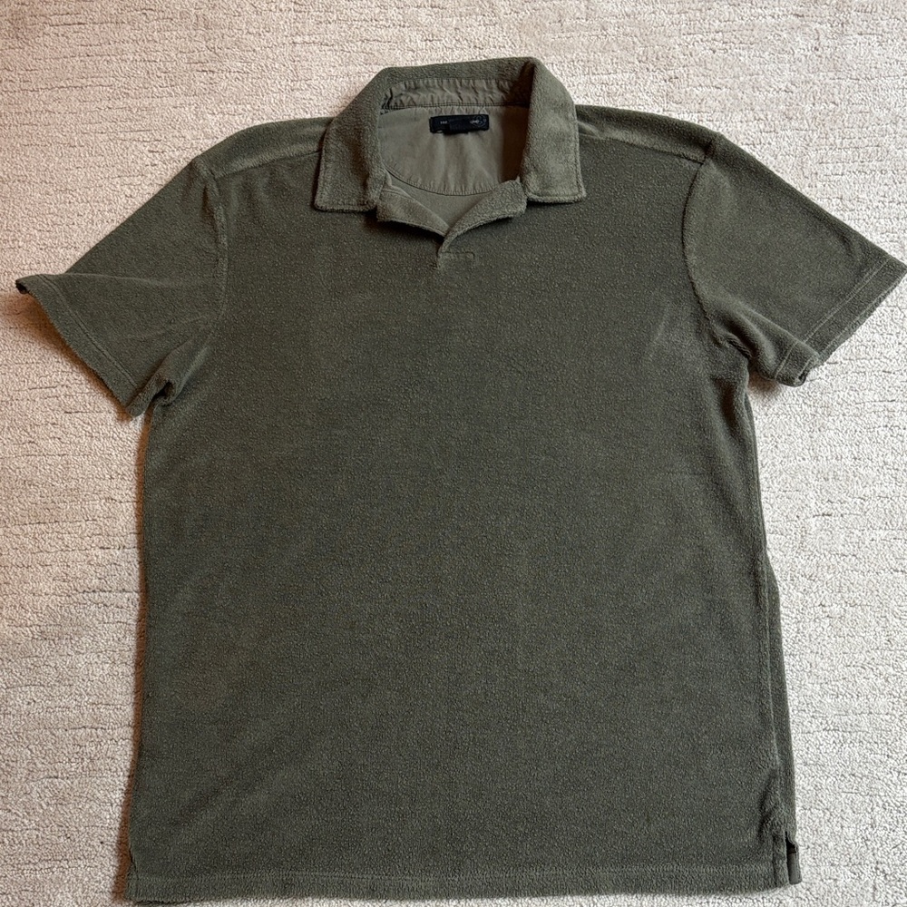 Olive Green Men's terry Polo Shirt M